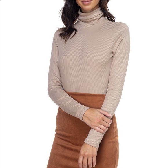 Turtleneck Bodysuit Taupe - Picture 3 of 5